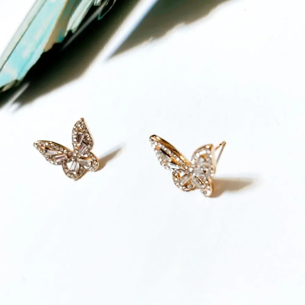 Diamond butterfly earrings in gold #544